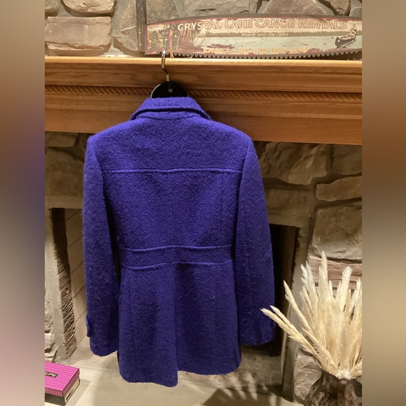 Kenneth Cole NEW York  Blue Textured Wool Button Up Coat Peacoat Size 8 - Picture 8 of 14